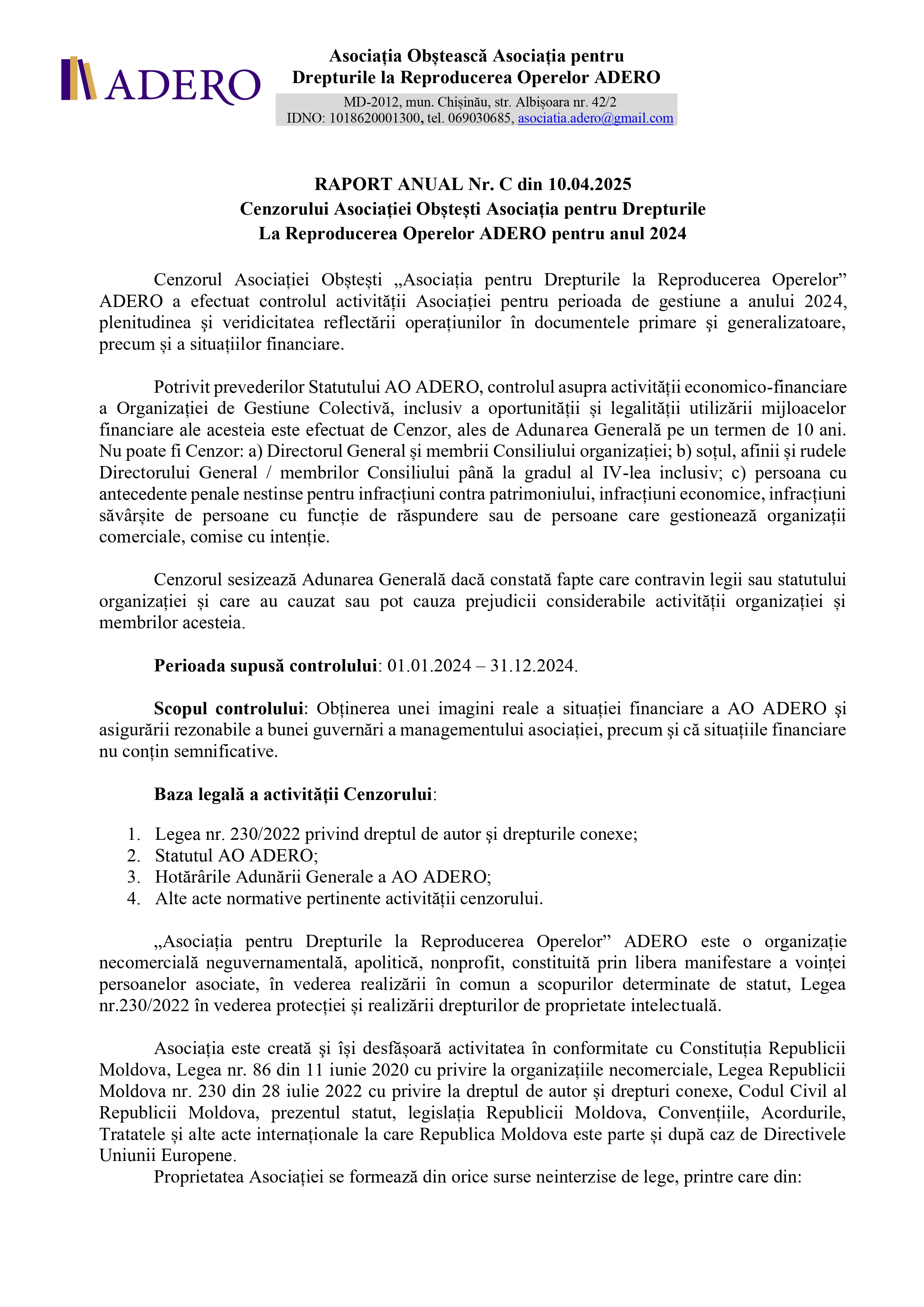 Raport anual al Cenzorului